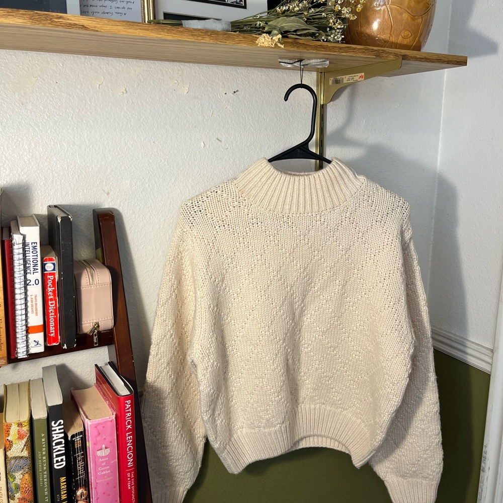 Cozy Cream Knit Sweater, Genuine Irish Wool